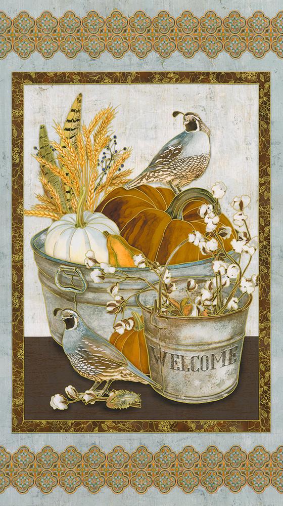 RK Warm Welcome Panel - 22960-14 Natural - Cotton Metallic Fabric