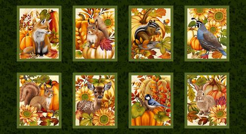 STUDIO E Autumn Field Panel - 8375-66 Hunter - Cotton Fabric