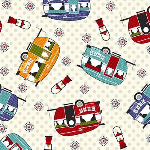 STUDIO E Camping Gnomes - 8255-30 Off-White - Cotton Fabric
