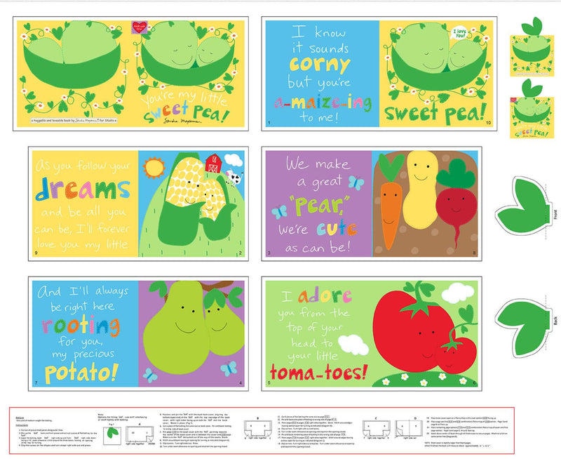 STUDIO E Huggable & Loveable XI You're My Little Sweet Pea Book Panel - 6088P-1 Multi - Cotton Fabri