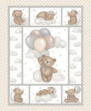STUDIO E Sleepy Teddy Panel - 8526P-34 Oatmeal/Gray - Cotton Fabric