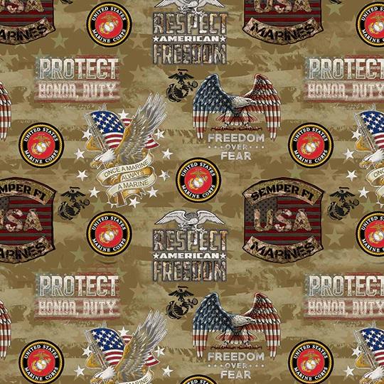 SYK Military Marines Camo Flag - 1338M - Cotton Fabric