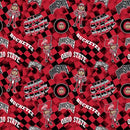 SYK NCAA Ohio State Check Allover - OHS1370 - Cotton Fabric