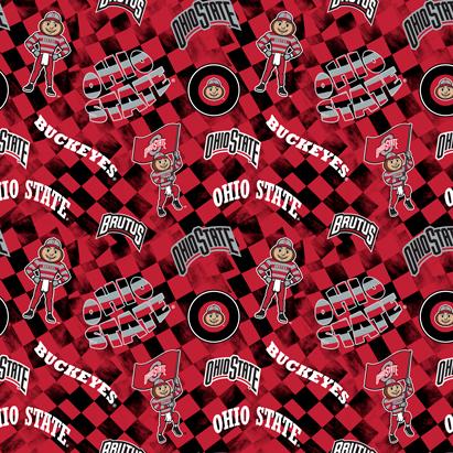 SYK NCAA Ohio State Check Allover - OHS1370 - Cotton Fabric