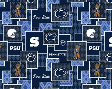 SYK NCAA Penn State Nittany Lions Argyle Boxes - PS1371 - Cotton Fabric