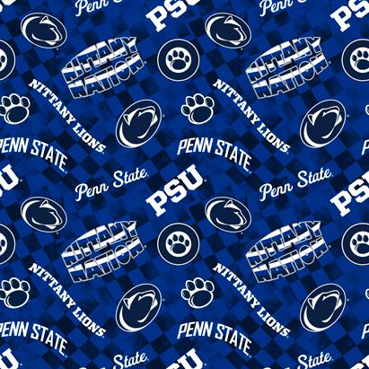 SYK NCAA Penn State Nittany Lions Check Allover - PS1370 - Cotton Fabric