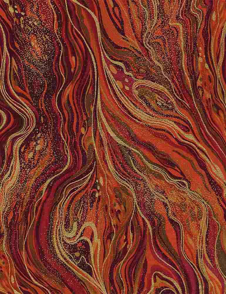 TT Abstract Marbling - CM2210-HARVEST - Cotton Metallic Fabric