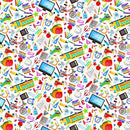 TT Back To School Supply - CD3024-WHITE - Cotton Fabric
