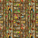 TT Cabin Rules Tackle Box Lures - CD3479-MULTI - Cotton Fabric