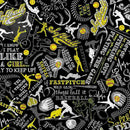 TT Elite Athlete Girl's Softball Text - CD1694-BLACK - Cotton Fabric