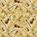 TT Classical Music Symphony Instruments - CM3237-GOLD - Cotton Fabric