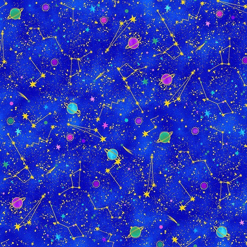 TT Cosmos Space Galaxy Constellation Met - CM2545-BLUE - Cotton Fabric