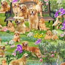 TT Dog Park Golden Retriever Park - CD2944-GREEN - Cotton Fabric