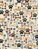 TT Dogs Rule Bones & Paws - CD2372-CREAM - Cotton Fabric