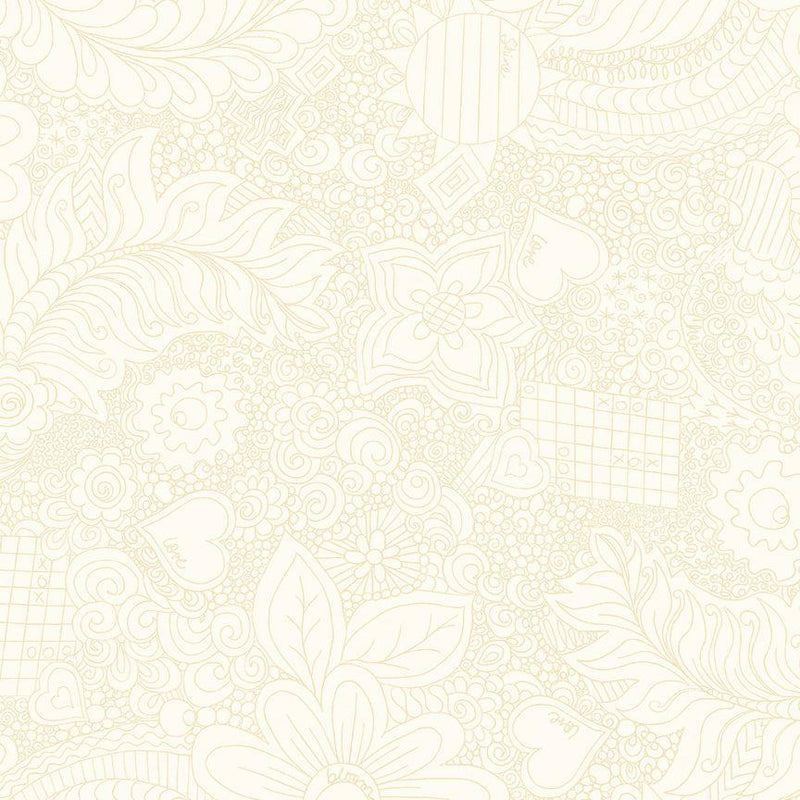 TT Doodle Floral 108" - CD3840-CREAM - Cotton Wide Back Fabric