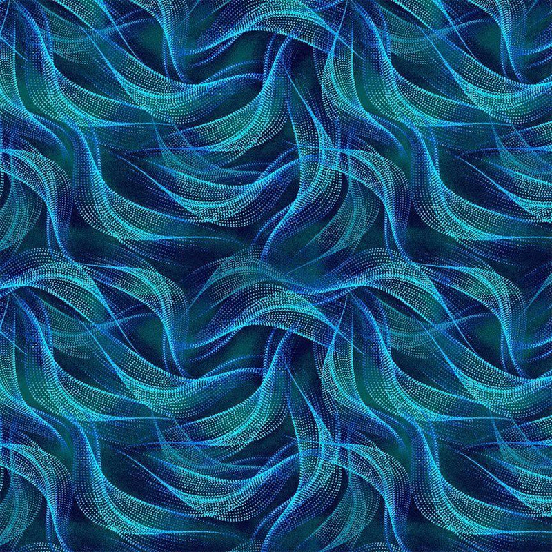 TT Electric Ocean Abstract Dotty Waves - CD2857-DEEP - Cotton Fabric