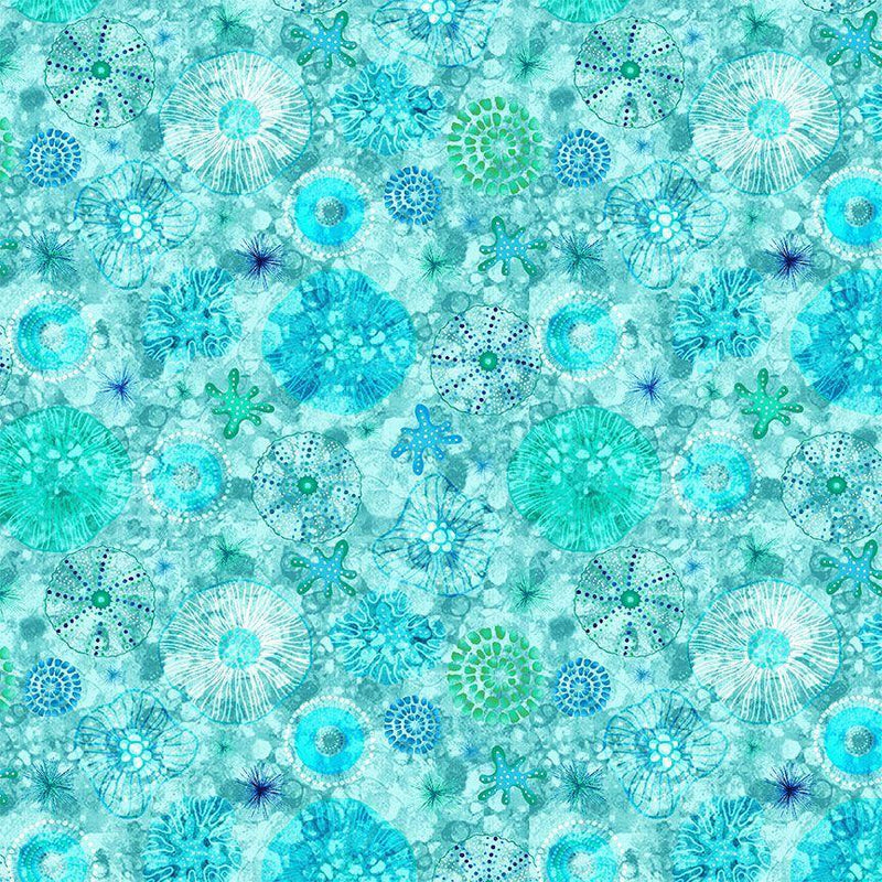 TT Electric Ocean Pretty Sea Diatoms - CD2855-TURQUOISE - Cotton Fabric