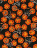TT Elite Athlete Basketball & Hoops - C5814-BLACK - Cotton Fabric