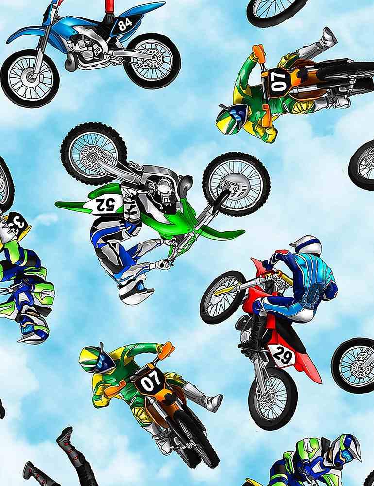 TT Elite Athlete Dirt Bikes Motocross - C8993-MULTI - Cotton Fabric