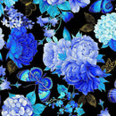 TT Escapade Butterfly Floral Metallic - CM3791-BLACK - Cotton Metallic Fabric