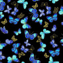 TT Escapade Fllying Metallic Butterfllies - CM3796-BLACK - Cotton Metallic Fabric