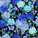 TT Escapade Floral Metallic Bouquet - CM3793-BLACK - Cotton Metallic Fabric