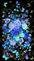 TT Escapade Metallic Butterfly Panel 24" - CM3790-BLACK- Cotton Metallic Fabric