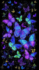 TT Evening Glow Butterfly Panel Metallic - CM4100-BLACK - Cotton Metallic Fabric