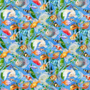 TT Feline Fanatic Aquarium Fish - CD4151-BLUE - Cotton Fabric