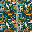 TT Feline Fanatic Cat Trees & Perches - CD4127-NAVY - Cotton Fabric