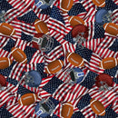 TT Football Helmets & USA Flags CD2089-USA - Cotton Fabric