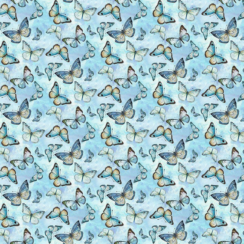 TT Forest Whisper Flying Butterflies - CD3690-SKY - Cotton Fabric