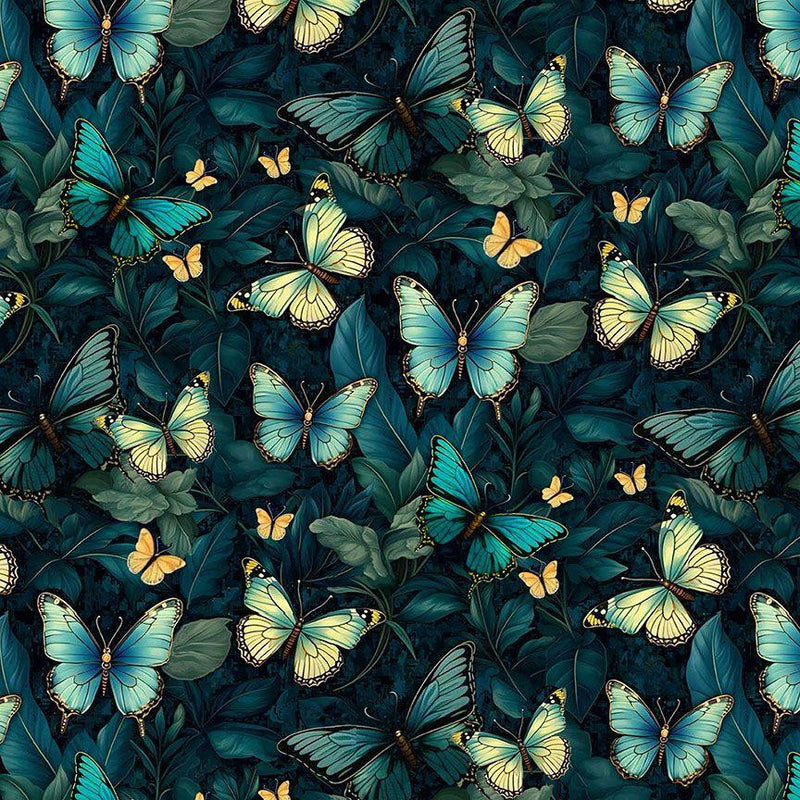 TT Forest Whisper Midnight Butterflies - CD3689-MIDNIGHT - Cotton Fabric