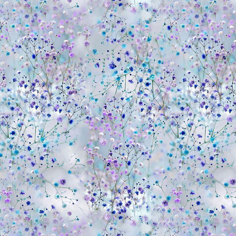 TT Garden Delight Tiny Florals With Stem - CD2373-ICE - Cotton Fabric