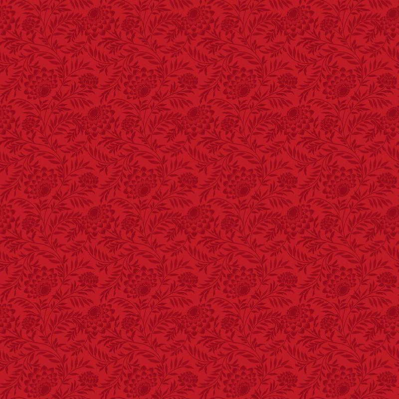TT Garden Redwork Elegant Floral - CD2357-SCARLET - Cotton Fabric