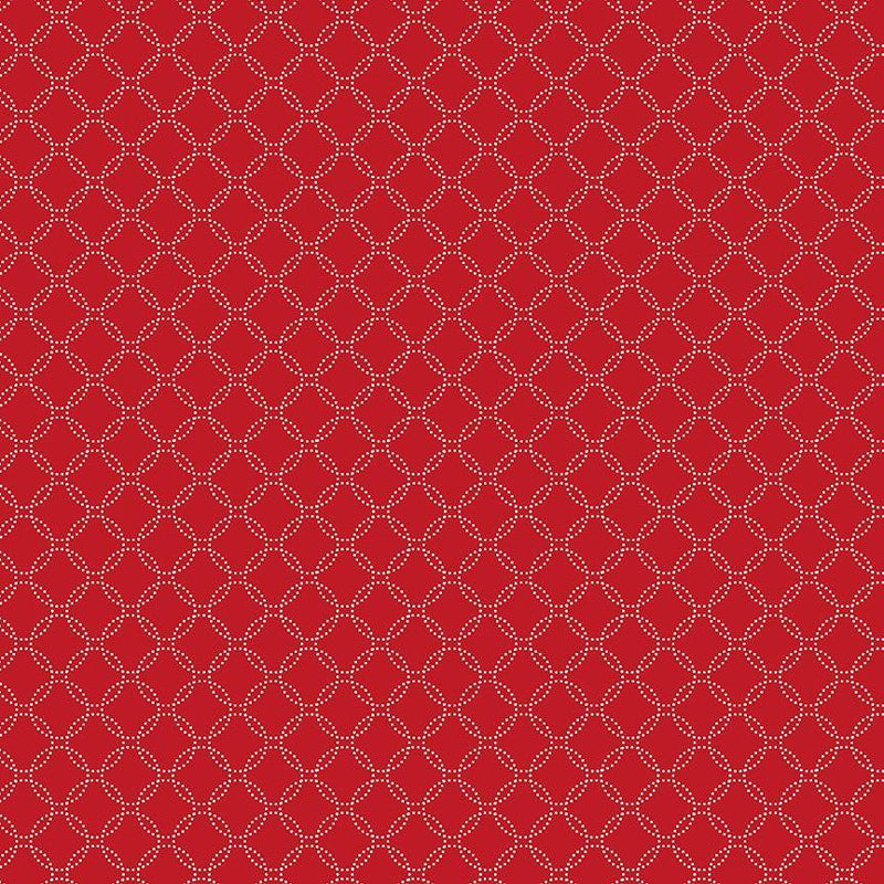 TT Garden Redwork Geo Dotted Circle - CD3104-RED - Cotton Fabric