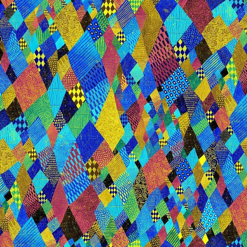 TT Gilded Plume Gilded Crazy Quilt - CM3433-MULTI - Cotton Metallic Fabric