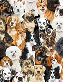 TT Happiness Has Paws Packed Realistic Dogs - CD8553-MULTI - Cotton Fabric
