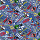 TT Hockey Season Hockey Star Text - CD3056-DENIM - Cotton Fabric