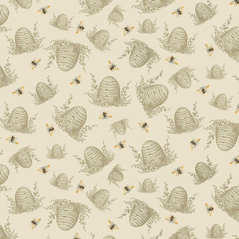 TT Honey Bee Farm - CD2390-BEIGE - Cotton Fabric