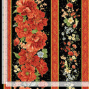 TT Imperial Bloom Asian Floral 11" Stripe - CM4372-BLACK - Cotton Metallic Fabric