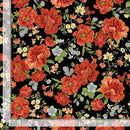 TT Imperial Bloom Asian Medium Floral - CM4374-BLACK - Cotton Metallic Fabric