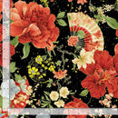 TT Imperial Bloom Focal Floral - CM4371-JET - Cotton Metallic Fabric