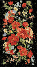 TT Imperial Bloom Panel - PANEL-CM4370-BLACK - Cotton Metallic Fabric
