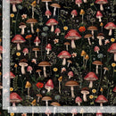 TT Into The Woods Forest Mushroom - CD4417-BLACK - Cotton Fabric