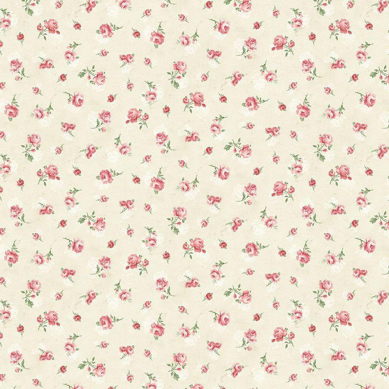 TT Jardin Tossed Mini Roses - CD2565-CREAM - Cotton Fabric