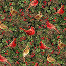 TT Joyful Cardinals Metallic - CM3714-CARDINAL - Cotton Metallic Fabric