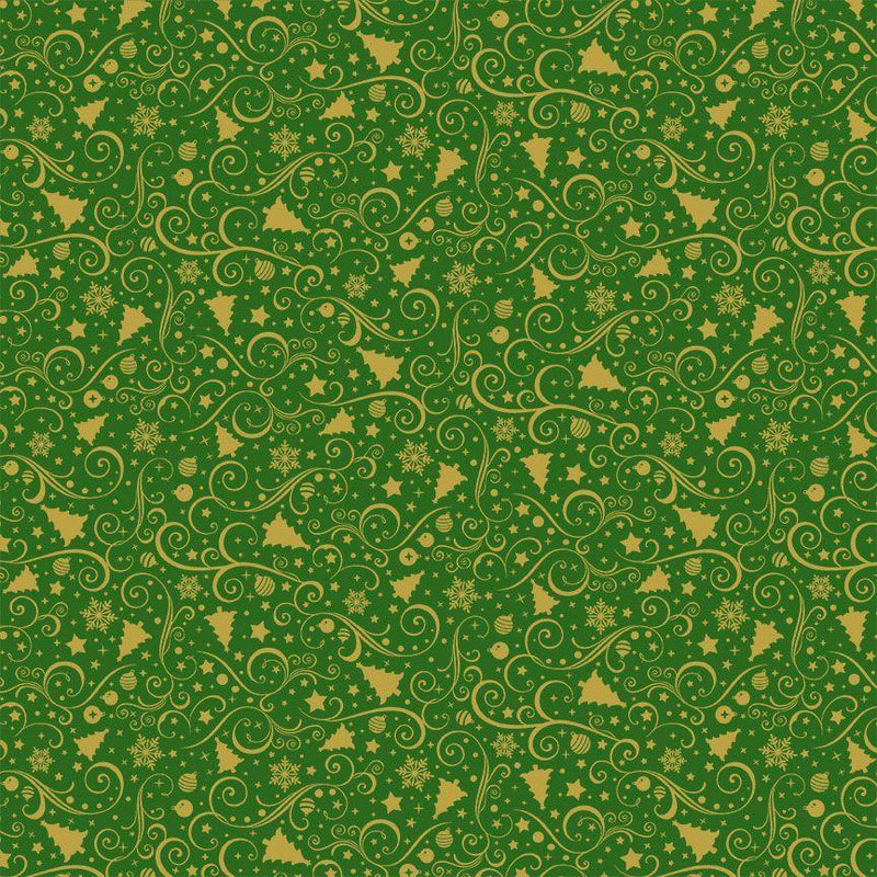 TT Joyful Metallic Christmas Ornaments - CM3540-GREEN - Cotton Metallic Fabric