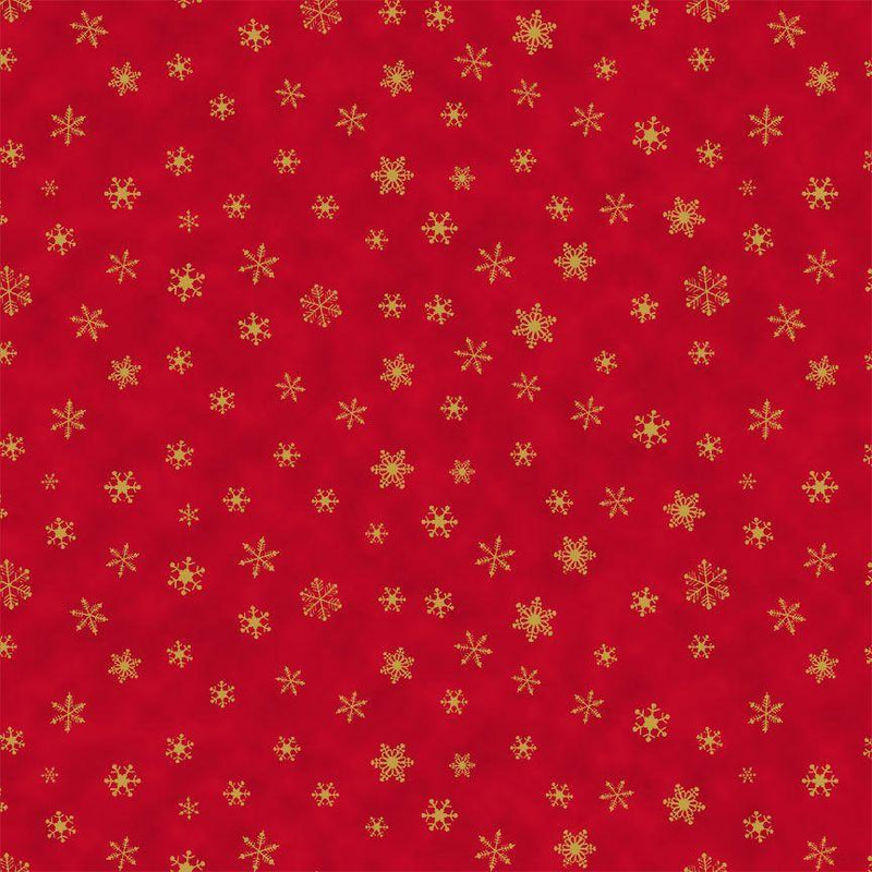TT Joyful Metallic Snowflakes - CM3467-RED - Cotton Metallic Fabric