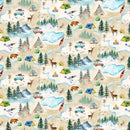 TT Lake House Map - CD2279-NATURAL - Cotton Fabric